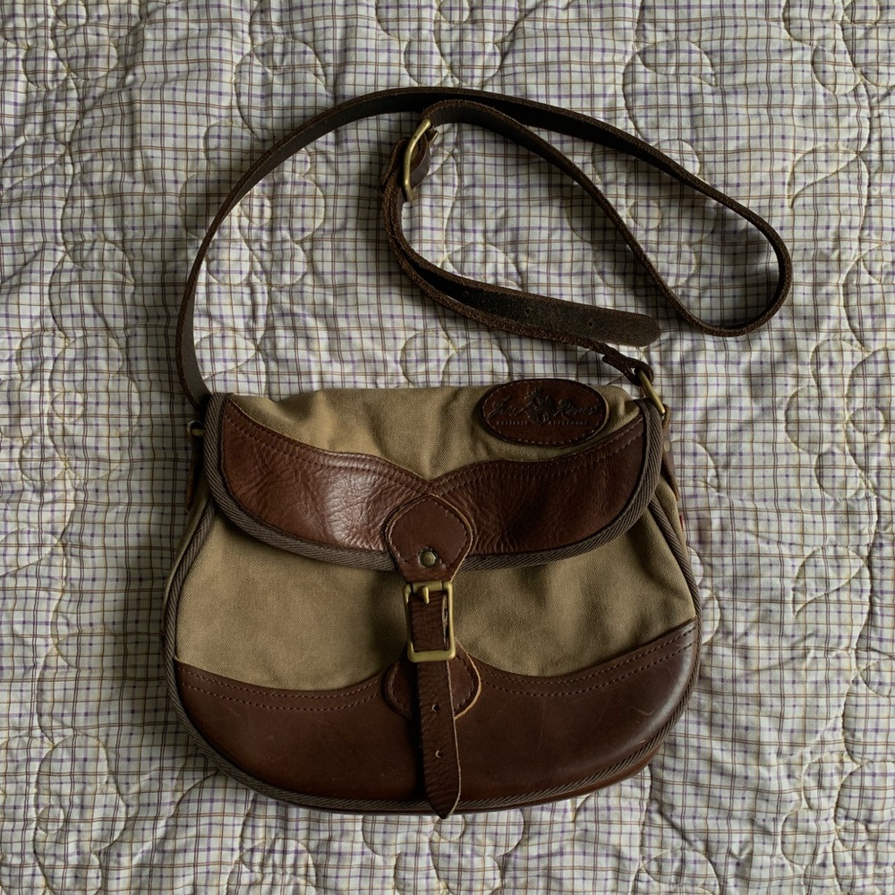 Brown and Tan Messenger Bag with Leather Trim